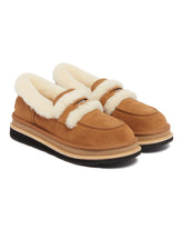 UGG X Sacai Beige Leather Loafers | PDP | Antonia