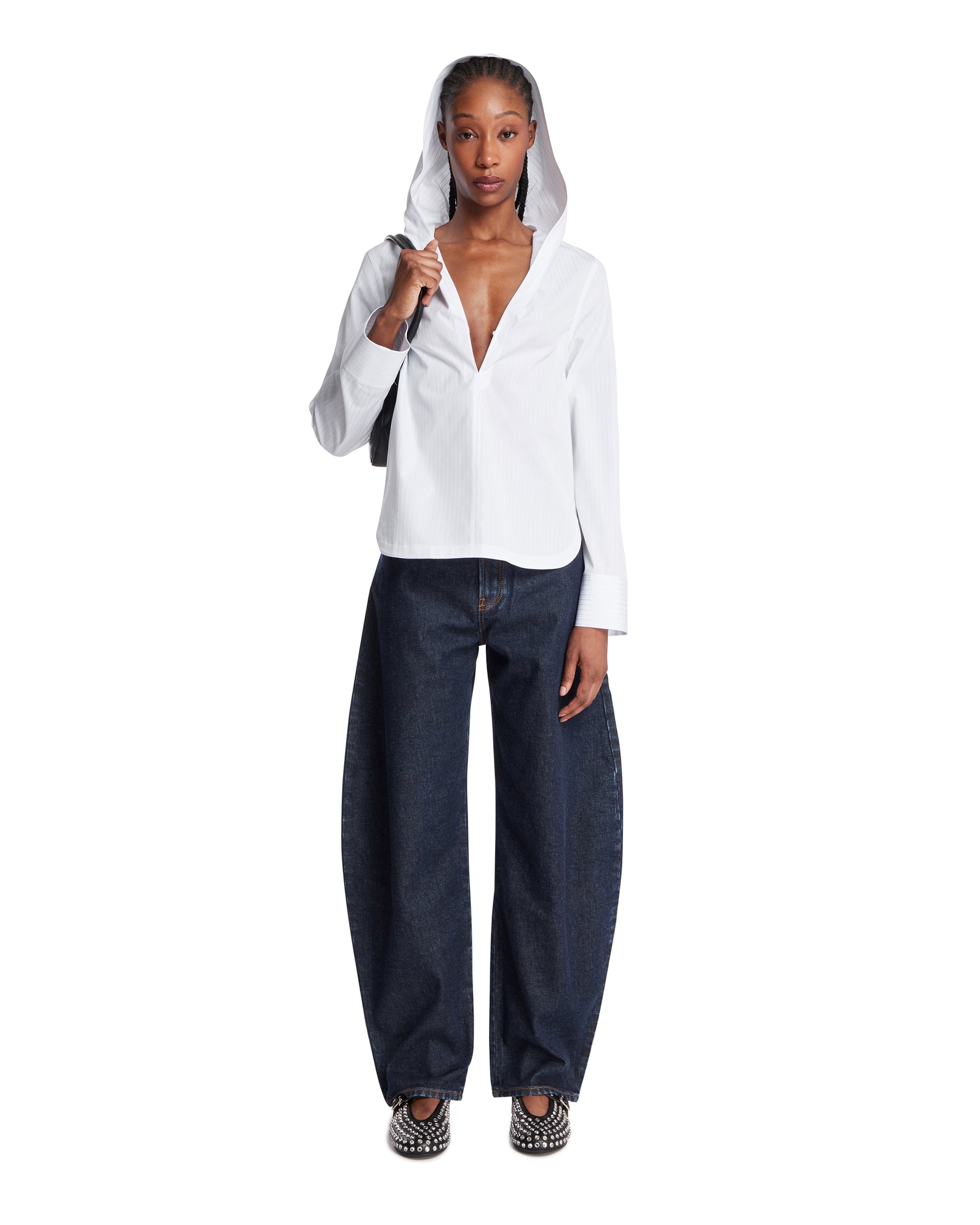 White Hooded Shirt | ALAIA - Antonia