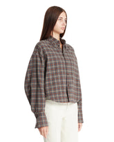 Gray Checkered Cropped Shirt | PDP | Antonia