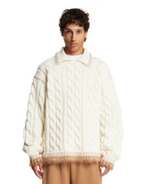 White Cable Knit Wool Sweater | PDP | Antonia