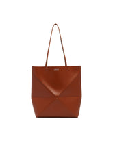 Brown Medium Puzzle Fold Tote Bag | PDP | Antonia