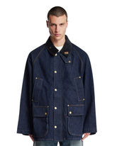 Levi's x Barbour Blue Bedale Denim Jacket | PDP | Antonia