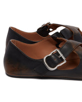 Brown Crossed Flat Ballerinas | PDP | Antonia