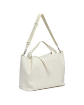 LM1 White Chalk Croc-Embossed Leather Tote | PDP | Antonia