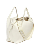 LM1 White Chalk Croc-Embossed Tote | PDP | Antonia