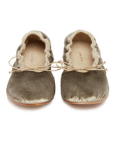 Beige Rounded Velvet Ballet Flats | PDP | Antonia