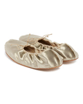Beige Rounded Velvet Ballet Flats | PDP | Antonia