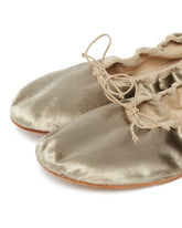 Beige Rounded Velvet Ballet Flats | PDP | Antonia