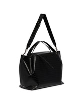 LM1 Black Matte Croc-Embossed Leather Tote | PDP | Antonia