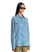 Blue Space-Dye Cashmere Shirt | PDP | Antonia