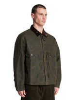 Levi's x Barbour Green Type II Trucker Waxed Jacket | PDP | Antonia