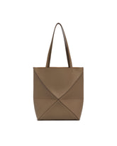 Beige Medium Puzzle Fold Tote Bag | PDP | Antonia