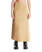 Beige Midi Leather Skirt | PDP | Antonia