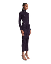 Purple Draped Jersey Dress with Rhinestones | PDP | Antonia