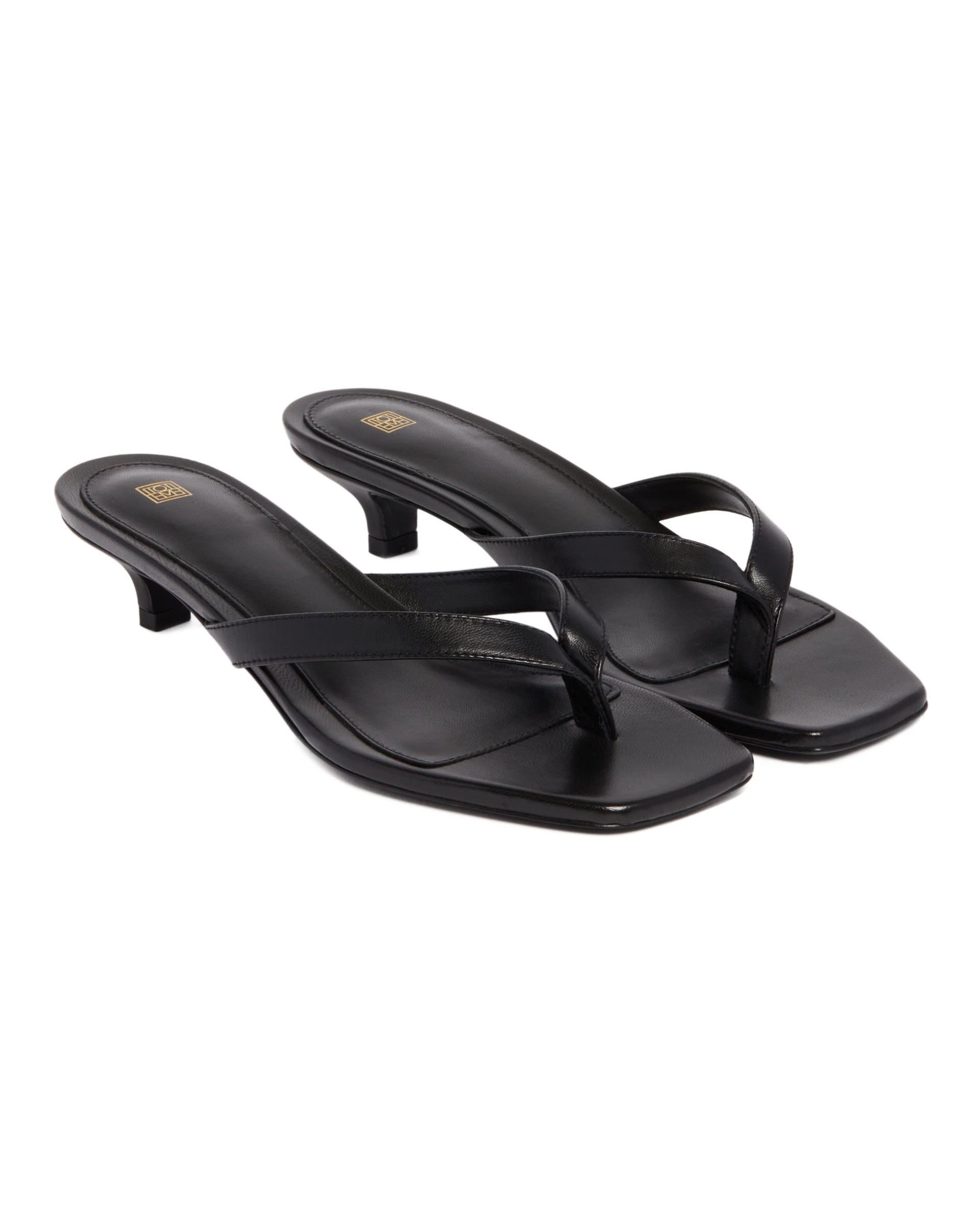 Black Leather Thong Sandals | TOTEME - Antonia