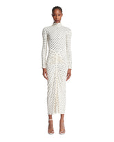 White Draped Jersey Dress with Rhinestones | PDP | Antonia