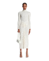 White Draped Jersey Dress with Rhinestones | PDP | Antonia