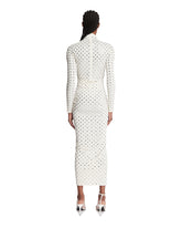 White Draped Jersey Dress with Rhinestones | PDP | Antonia