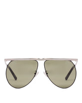 Silver Linda Farrow Aviator Sunglasses | PDP | Antonia