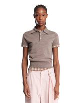 Beige Short-Sleeve Wool Polo | PDP | Antonia