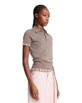 Beige Short-Sleeve Wool Polo | PDP | Antonia