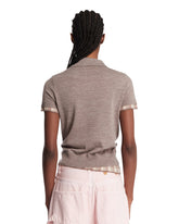 Beige Short-Sleeve Wool Polo | PDP | Antonia