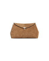 Beige T-Lock Clutch Bag | PDP | Antonia