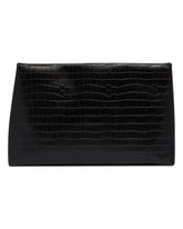 XXL Black Croc-Embossed Leather Pouch | PDP | Antonia