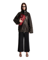 Black Relaxed Leather Jacket | PDP | Antonia