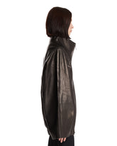 Black Relaxed Leather Jacket | PDP | Antonia