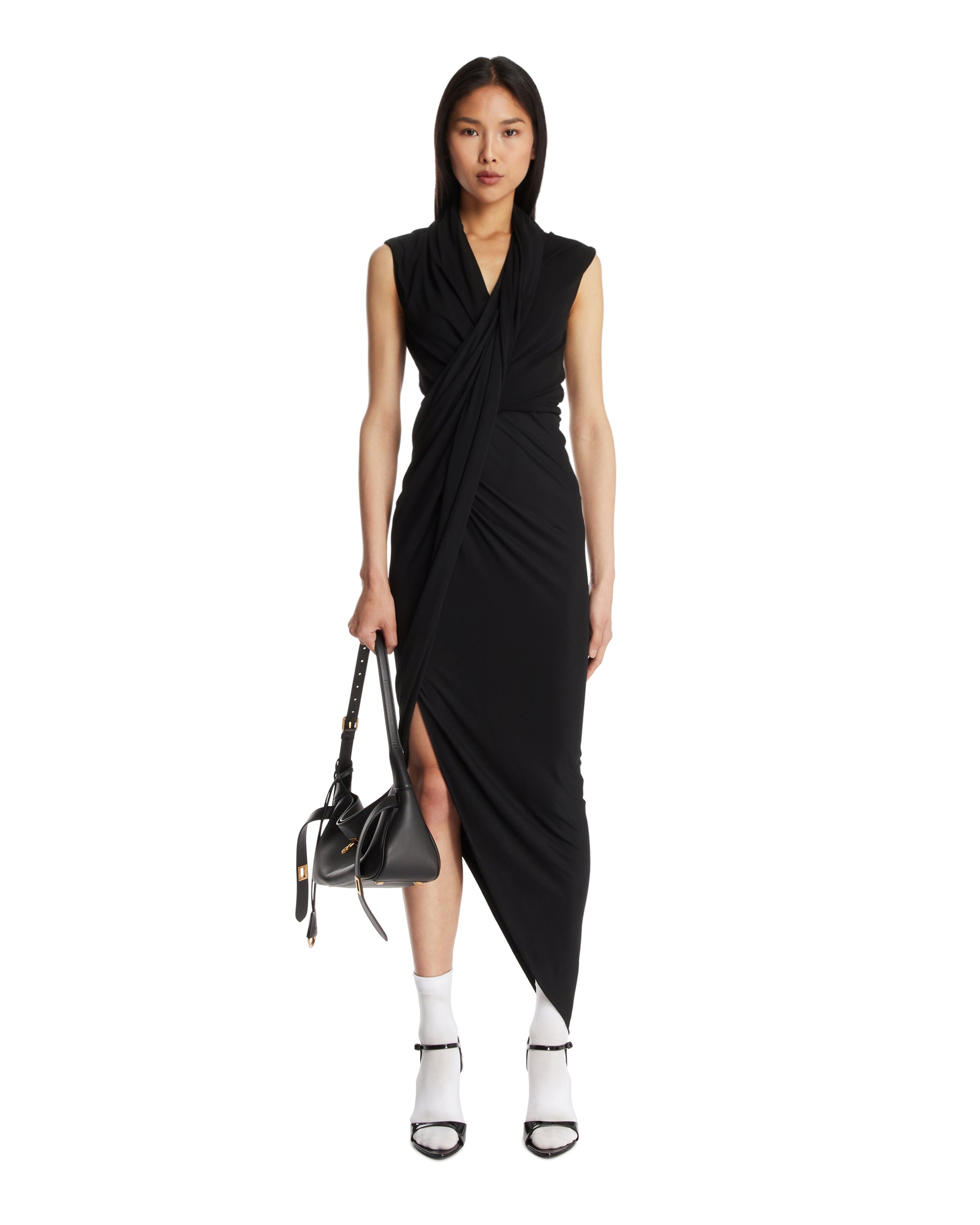 Black Draped Dress | BALENCIAGA - Antonia