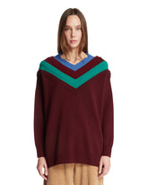 Burgundy Trompe L'Oeil Wool Sweater | PDP | Antonia