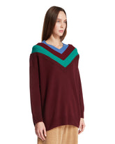 Burgundy Trompe L'Oeil Wool Sweater | PDP | Antonia