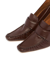 Brown Agata Leather Heeled Loafers | PDP | Antonia