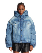 Blue Trompe L'Oeil Puffer Jacket | PDP | Antonia