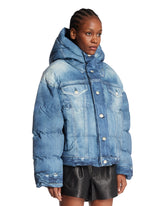 Blue Trompe L'Oeil Puffer Jacket | PDP | Antonia