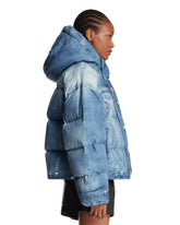 Blue Trompe L'Oeil Puffer Jacket | PDP | Antonia