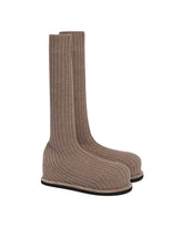 Beige Veneda Stretch Flatform Boots | PDP | Antonia