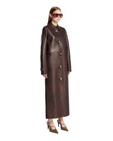 Brown Leather Long Coat | PDP | Antonia