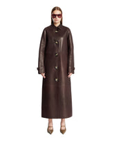 Brown Leather Long Coat | PDP | Antonia
