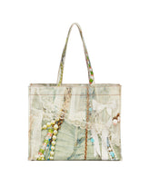 Multicolor Trompe L'oeil Denim Effect Tote | PDP | Antonia