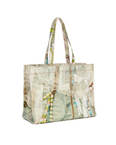 Multicolor Trompe L'oeil Denim Effect Tote | PDP | Antonia