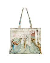 Multicolor Trompe L'oeil Denim Effect Tote | PDP | Antonia