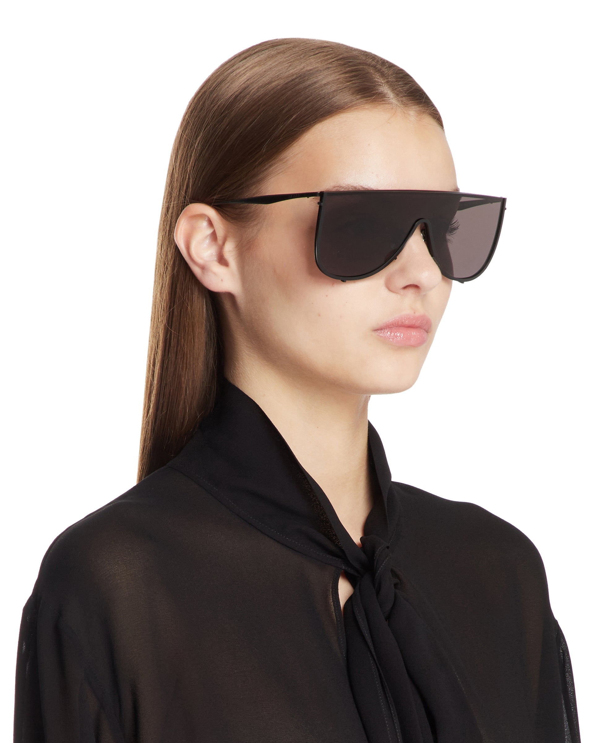 Black Metal Shield Sunglasses | ALAIA - Antonia