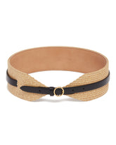 Beige and Black Double Wide Belt | PDP | Antonia
