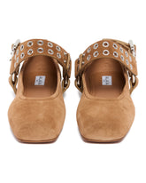 Beige Suede Flat Biker Ballet Flats | PDP | Antonia