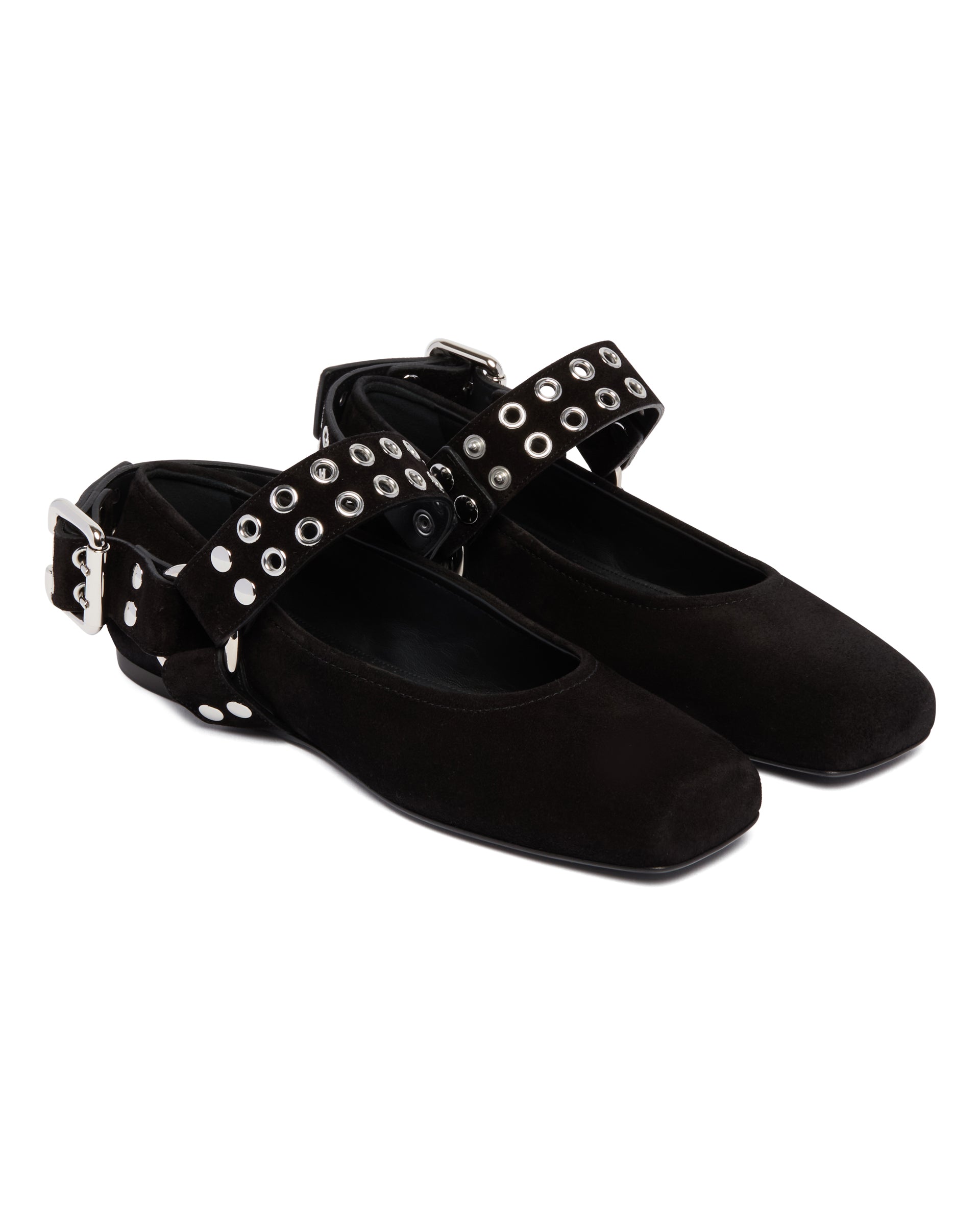 Black Suede Biker Ballet Flats | ALAIA - Antonia Black Suede Biker Ballet Flats | ALAIA - Antonia
