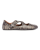 Snake Print Crossed Strap Flat Ballerinas | PDP | Antonia