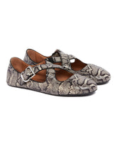 Snake Print Crossed Strap Flat Ballerinas | PDP | Antonia