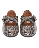 Snake Print Crossed Strap Flat Ballerinas | PDP | Antonia